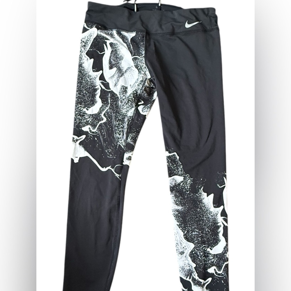 Nike Dri Fit Leggings Black White Print Size L